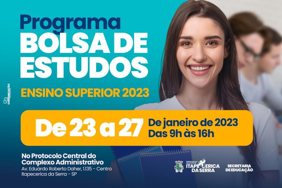 Prefeitura abrirá inscrições para Bolsas de Estudo 2023