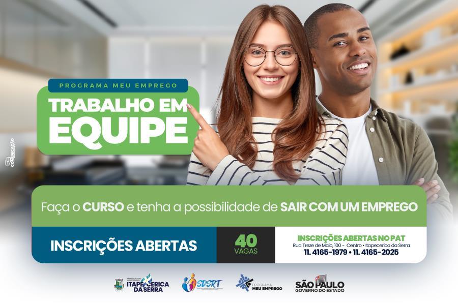 Prefeitura continua com inscrições para o Programa “Meu Emprego – Trabalho em Equipe”