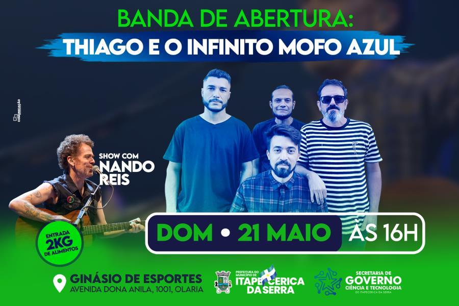 Banda Thiago e o Infinito Mofo Azul abrirá show de Nando Reis
