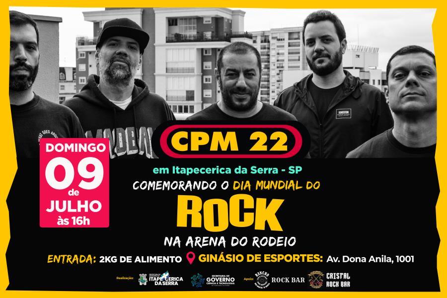 Show com CPM22: Prefeitura realizará evento comemorando Dia Mundial do Rock