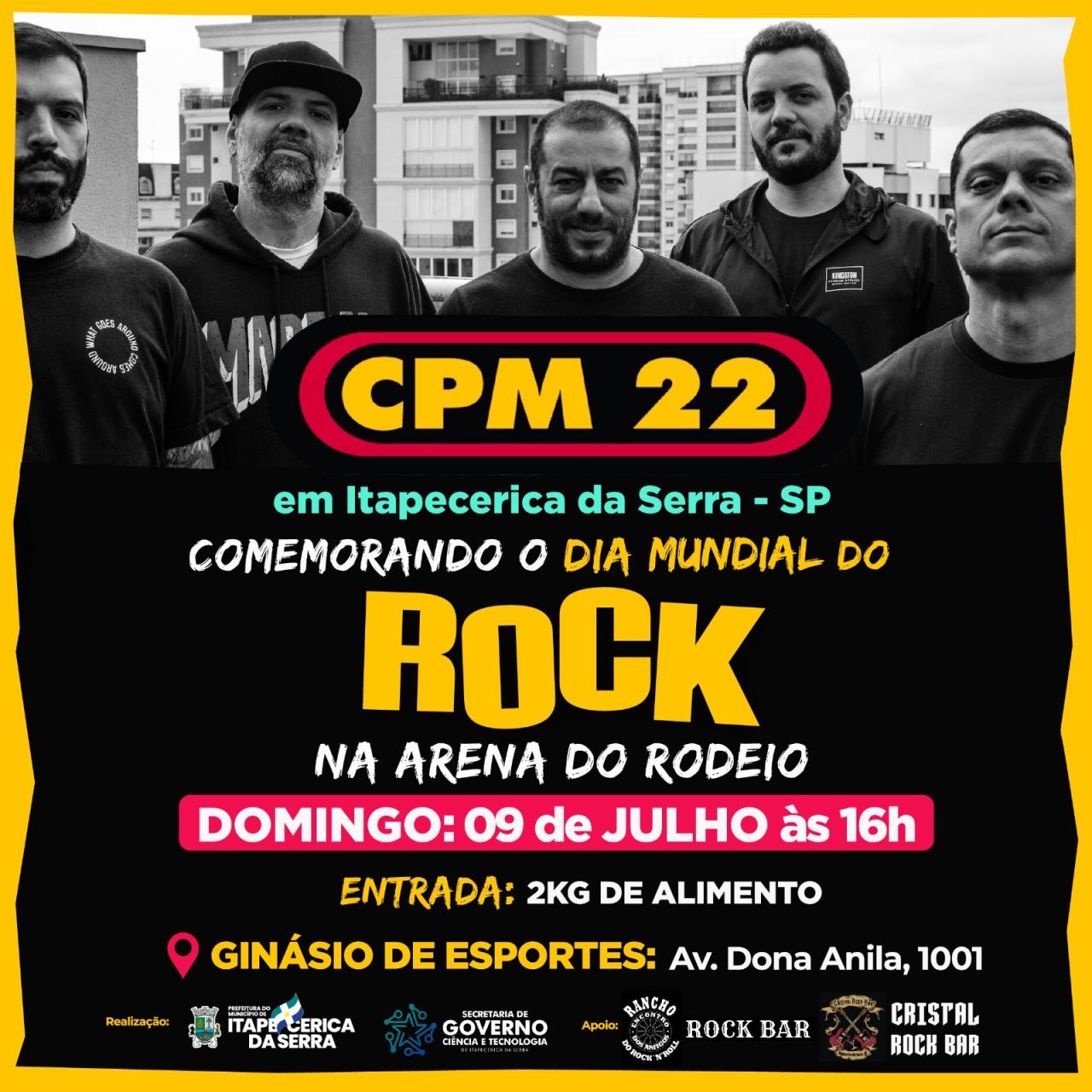 Show com CPM22 comemorando o Dia Mundial do Rock
