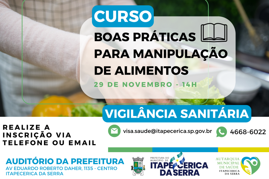 Vigilância Sanitária abre inscrições para curso destinado à área de alimentação