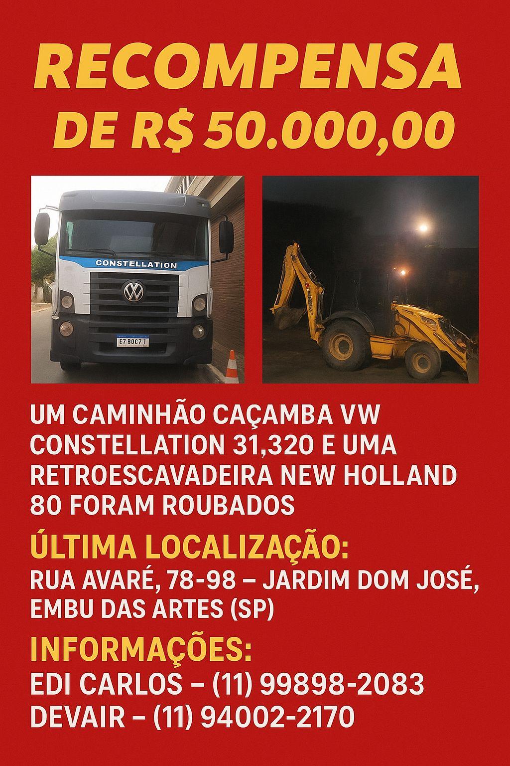 RECOMPENSA DE R\$ 50 MIL