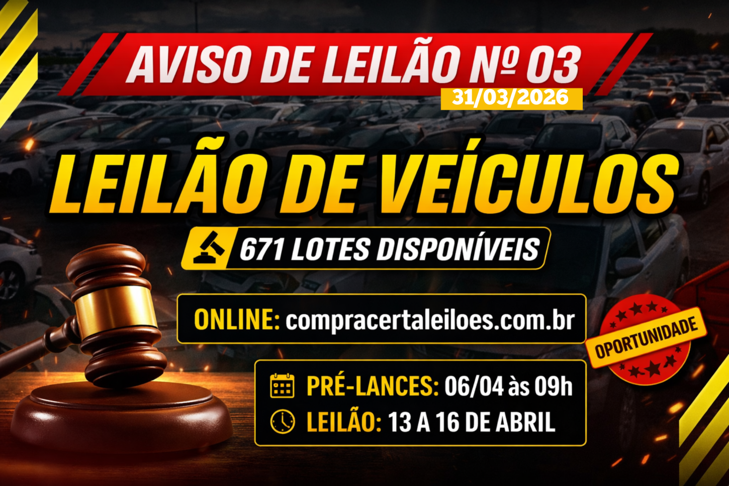 AVISO DE LEILÃO nº 03, de 31 de março de 2026