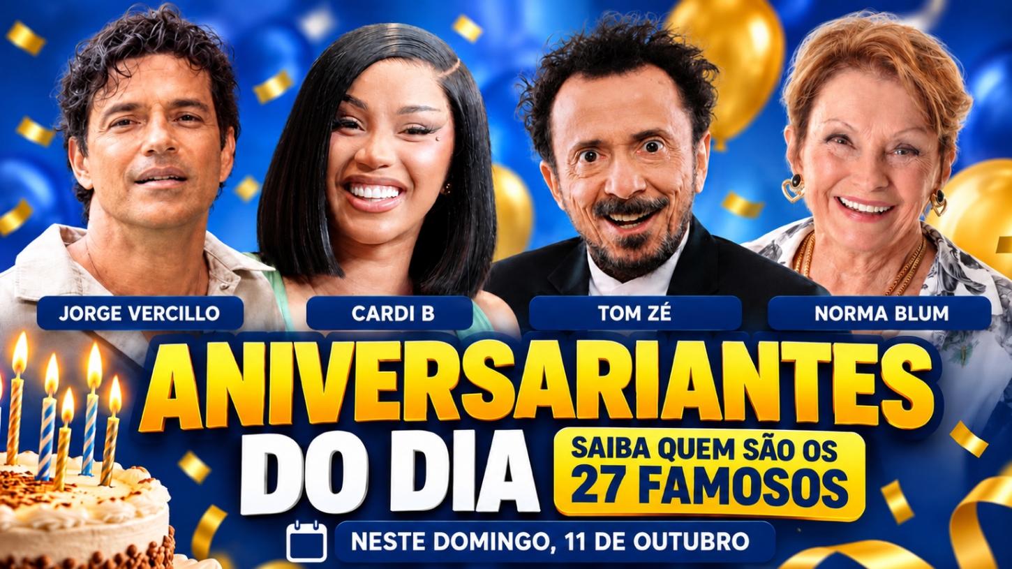 Jorge Vercillo, Cardi B, Tom Zé e Norma Blum estão entre os 27 famosos que fazem aniversário neste domingo (11)