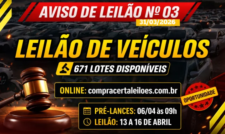 AVISO DE LEILÃO nº 03, de 31 de março de 2026