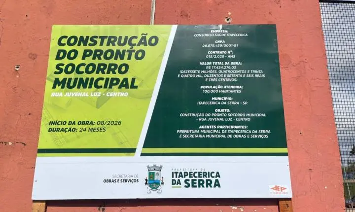 Gestão Ramon Corsini e Allan Dias inicia construção do novo Pronto-Socorro Central de Itapecerica da Serra