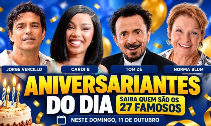 Jorge Vercillo, Cardi B, Tom Zé e Norma Blum estão entre os 27 famosos que fazem aniversário neste domingo (11)